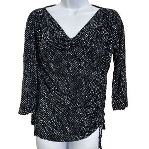 Michael Kors, black and gray, long sleeve blouse size PM or S. A572